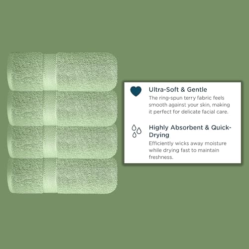 Image of Sulfar 100% Combed Cotton, Quick Drying Highly Absorbent Thick Bathroom Towels, Luxury Bath Towel Set (Pack of 4, 70 X 140 cm) - 600 GSM (Nature Green)