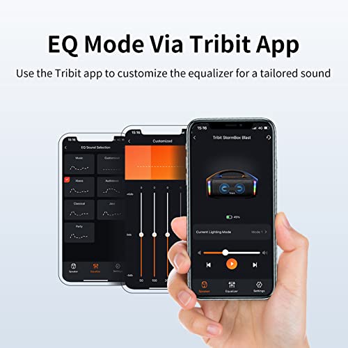 Tribit Stormbox Blast Portable Speaker: 90W Loud Stereo Sound With Xbass, Ipx7 Waterproof Bluetooth Speaker With Led Light, Powerbank, Bluetooth 5.3&Tws, Custom Eq, 30H Playtime, Outdoor/Camping/Party #TOP5