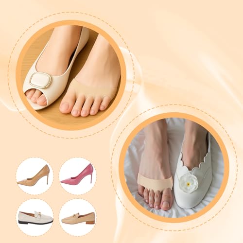 Image of Qianyu 4 Pairs Ball of Foot Cushion Pads Sock Women's Toe Cover Sock with Padding Reusable Toe Topper Socks