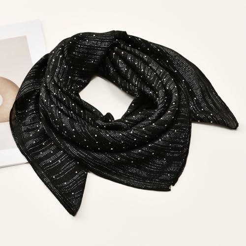 Rhinestone Head Scarf 31.5 Inches Solid Color Hair Scarf Sparkle Glitter Hair Bandana Fashion Hair Wraps Scarves for Women3