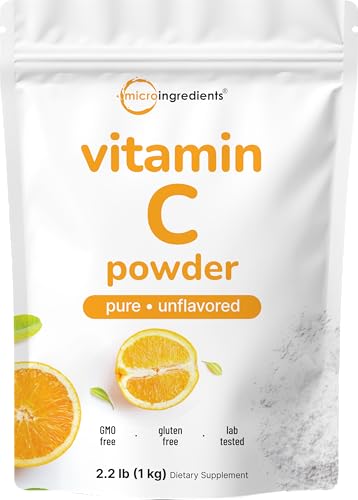 Micro Ingredients Vitamin C Powder 2.2lbs (1kg) | Ascorbic Acid Supplement | Essential Vitamin for Women & Men | 1 000 Servings | Unflavored | Non-GMO Filler Free Gluten Free
