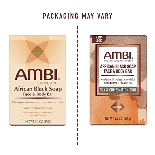 Ambi African Black Soap Face & Body Bar | Cleans And Nourishes Skin | Rinses Clear, 5.3Oz Ounce #TOP1
