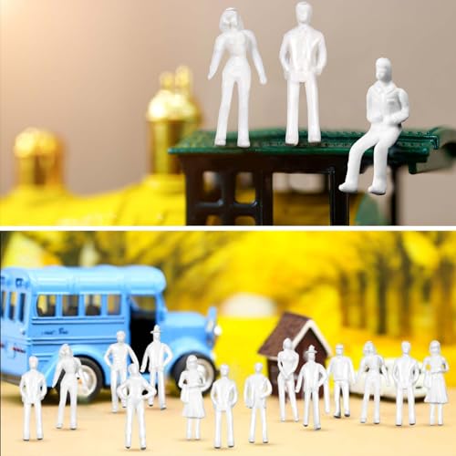 Image of Namalu 100 Pcs White Unpainted Model People Figures 1: 75 Scale Model Trains Miniature Character Models Standing Little People Figures for Architectural Project Miniature Scenes DIY Mini Making
