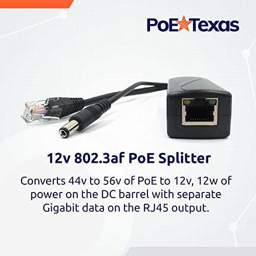 Adaptador PoE pasivo PoE Texas IEEE 802.3af: divisor y inyector de alimentación por Ethernet de un puerto, para cámaras IP y dispositivos de 12 V (certificado UL) miniatura 2