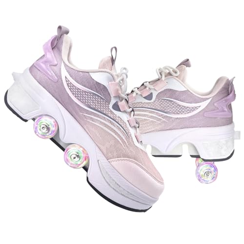 Double-Row Deform Wheel Automatic Walking Shoes Invisible Deformation Roller Skate 2 in 1 Removable Pulley Skates Skating Parkour product thumbnail 15