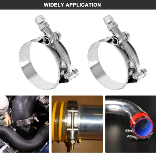 Litoexpe 4 Pack 1.75 Inch T-Bolt Hose Clamp Working Range 51-59Mm, Stainless Steel Hose Clamp For 1 Inch Hose Id, Stainless Steel Bolt (51-59Mm, 4Pack) #TOP5