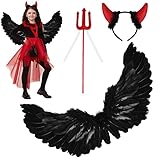 【Uso amplio】Alas de angel negras Set es perfecto para fiestas de disfraces,fiestas de Halloween,fiestas de Navidad,fiestas de cumpleaños o fiestas de disfraces.