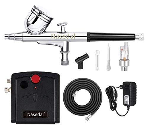 Image of Dual-Action 0.3 mm Mini Airbrush Kit Spray Gun Air Compressor Nail Art Makeup Tattoo Model Cake Car Painting Spray Tool-EU Plug