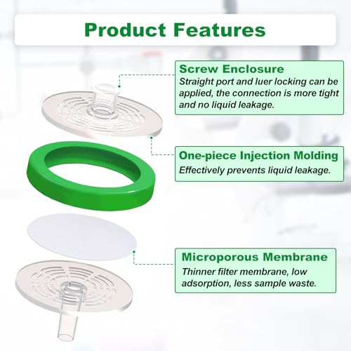 Image of Syringe Filters PES, 25mm, 0.45um, Non-Sterile, 100Pack | Syringe Lab Filter, PES Membrane, Non-Sterile Needle Filter, Lab Filtration, Barreled Packed Laboratory School Science
