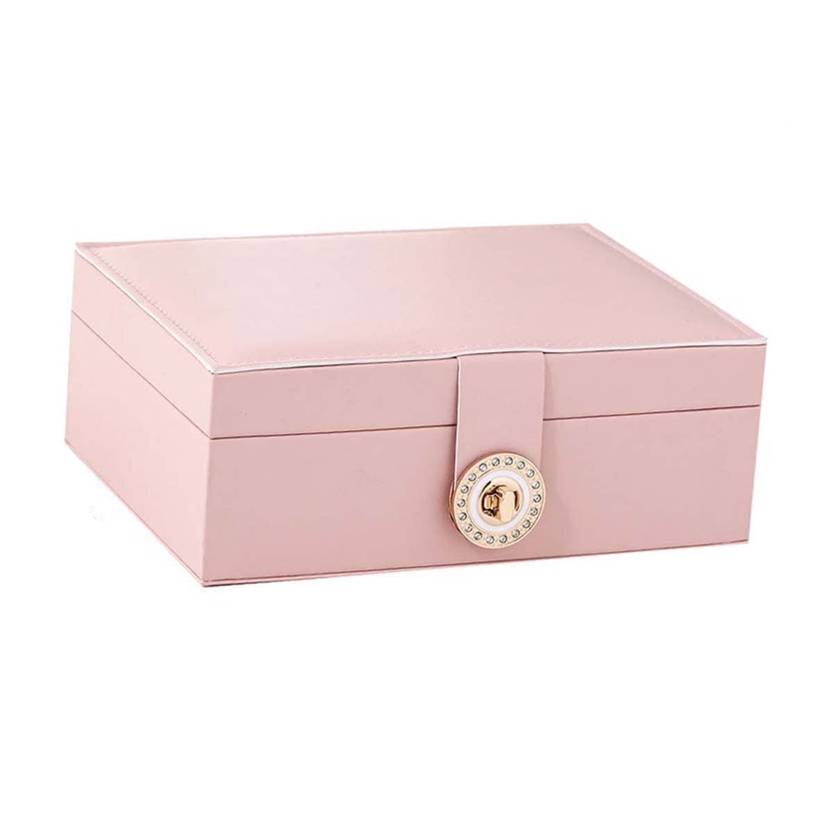 Boxudeli Sieradenkistje voor op reis met polsband en monogram, klein sieradendoosje van PU-leer met spiegel, reisjuwelendoosjes voor dames en meisjes, sieradenorganizer, opbergdoos, cadeau-idee