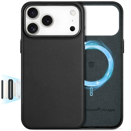 Image of SHIELDON Genuine Leather Case for iPhone 17 Pro Max 6.9 inch 2025, Nappa Black