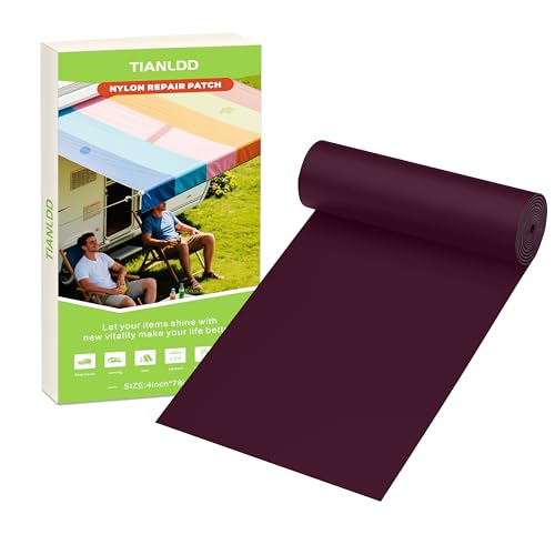 TIANLDD4x78in Nylon Repair Tape，Self Adhesive Waterproof Fabric Repair Tape,Tent Repair Kit，for Down Jackets, Tent, Umbrella, Sleeping Bag, Knapsack.（Dark Purple）