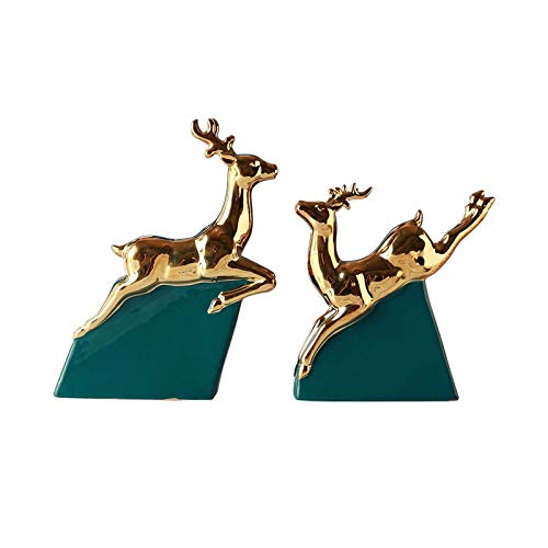 Statue de cerf en céramique dorée de luxe moderne pour salon et bureau haut de gamme