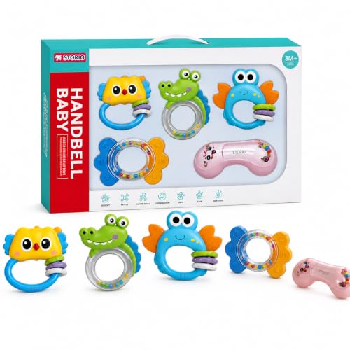Image of Storio Baby Rattle Set | Newborn Rattle Gift Set for Boys & Girls | Safe & Colorful Infant Toys for Early Learning & Sensory Play | Ideal Gift Pack for 0-12 Months Babies