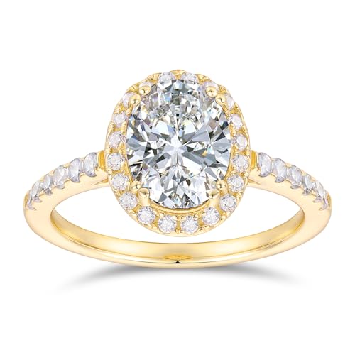 NOVSEAS 14K Solid Gold Moissanite Ring 14k Gold 2CT Oval