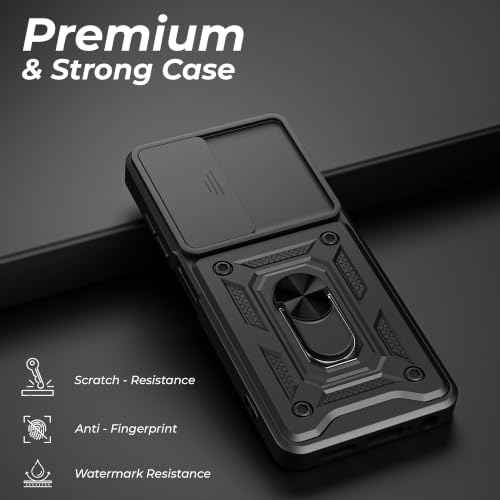 Image of A rtistque Armor Bumper Back Case Cover for OnePlus Nord CE 6 Lite 5G | Ring Holder & Inbuilt Stand | Sliding Camera Cover | Shockproof Protective Design | CE 6 Lite Back Cover - Black