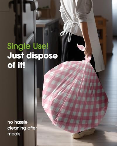 Image of Pureegg Plastic Table Cloth Disposable 54x108 Inch, Light Pink and Plaid