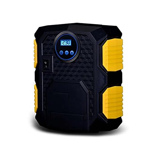 WTING Bärbar däckpump, digital bildäckpump med däcktrycksmätare ventiladaptrar LED-ljus, 12 V 100 PSI