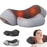3 in 1 Neck Massage Pillow, Neck and Shoulder Massager with Heat & Traction, Adjustable Memory Foam Pillows, Deep Massage and Relaxation, Back Neck Massager, Relieve Neck Pain for Sleep Aid(Light gray