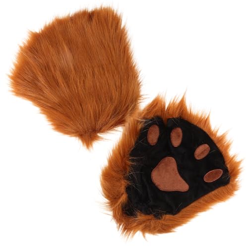 Guantes sin dedos de gato de peluche para usar el móvil en cosplay