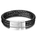 ♕Tamaño para usted: Pulsera hombre con familia nombres se adapta a muñecas más grandes con un diámetro de 8.3 ". Está hecha de acero inoxidable, es ecológica, hipoalergénica e hipoalergénica y duradera, no daña la salud, es buena para el uso diario.