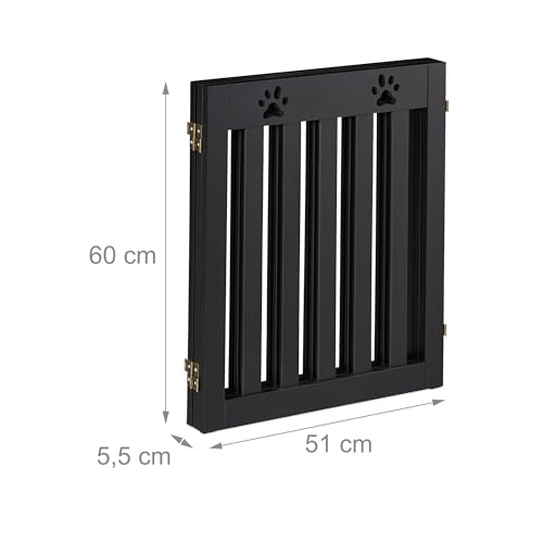 Relaxdays Hundeabsperrgitter, freistehendes Schutzgitter, HxB: 60 x 153 cm, MDF, zusammenklappbares Türgitter, schwarz