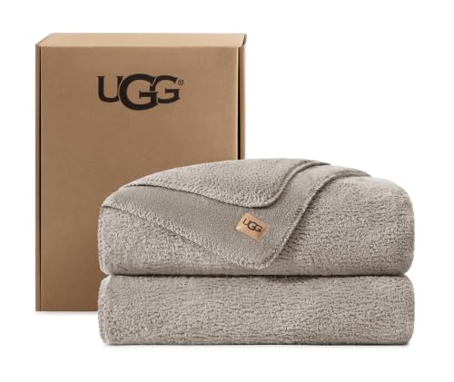 Image of UGG Whitecap Queen Blanket, Plush Fleece, 90 inch x 90 inch, Gray