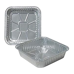 Durable Packaging 1100-30 Disposable Aluminum Square Cake Pan, 8″ x 8″ x 1-3/4″ (Pack of 500)