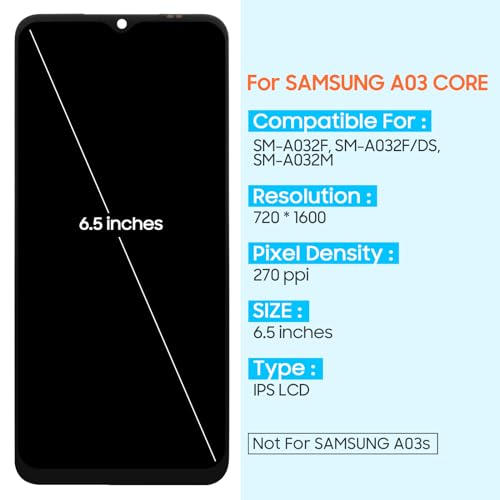 for Samsung Galaxy A03 core Screen Replacement for SM-A032M/DS LCD Display for Samsung A03 core Digitizer Touch Screen Assembly with Tools