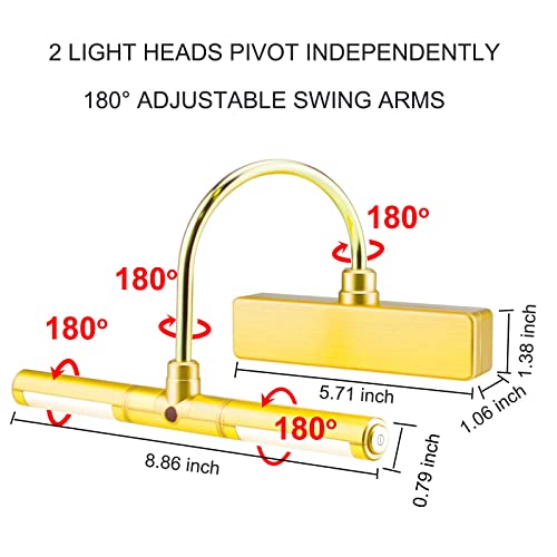Luxsway Picture Light Battery Powered, Wireless Painting Light With Remote, 3 Level Brightness Art Display Light, 8.9 Inch Rotatable Light Head Light Up For Picture Portrait Artwork- Small #TOP5