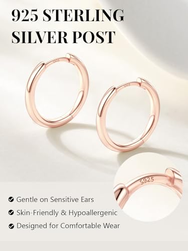 Image of Silvora 14K Gold Plated Huggie Hoop Earrings for Women, Small Sterling Silver Hoops, Hypoallergenic Cartilage Earrings for Sensitive Ears 8 /10 /12 /14 /16 /18 /20MM