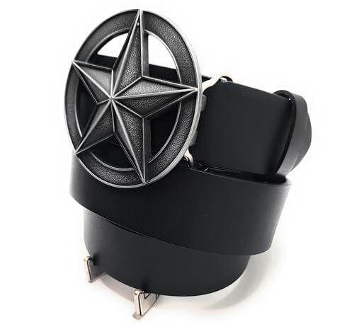 Antique Silver Star Buckle & Genuine Cow Leather Belt Combo3