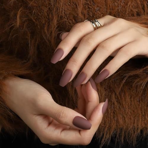 Image of Press On Nails 24 Color 576Pcs Artificial Nails for Women Girls Glossy Matte Colored Fake Stick On Nails Medium Length With Nail File, Adhesive Tabs Sticks