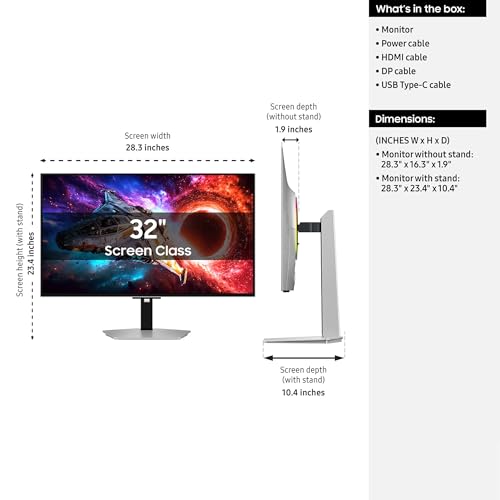 Image of Samsung 32 inch Odyssey OLED G8 (G80SH) Gaming Monitor + $300 Amazon Gift Card, QD-OLED, 4K Resolution, 240Hz, USB-C 96W, DP 2.1, 0.03ms, Glare Free, HAS /Tilt /Swivel /Pivot, 3 Year Warranty, LS32HG802SNXZA
