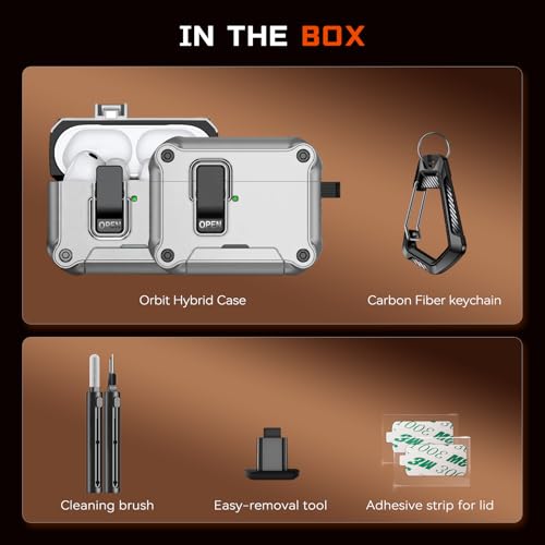Image of Inesore for AirPods Pro 3 Case with Secure Lock (Silver) | Phone Stand Design,Compatible with MagSafe,Automatic Snap Switch Secure Cover with Cleaner Kit & Keychain