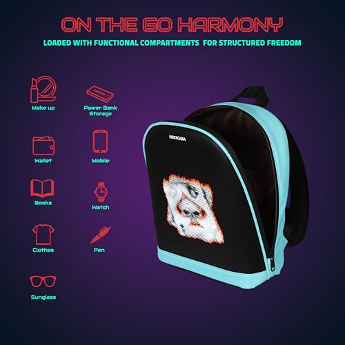 Image of Hookaba Bold Bling LED Backpack For Kids 8L | Smart Display Bag | With Programmable Screen, App Control & Water Resistant | Unisex Daypack For School, College, Travel | For Boys & Girls