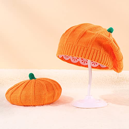 2 Pcs Pumpkin Beret Hat Parent-Child Mother Baby Halloween Beanie Knit Hat Mom and Baby Winter Warmer Crochet Ski Cap4