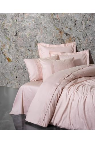 8680108072035 Çift Kişilik Jakarlı Saten Nevresim Takımı Jana Pembe, 200 x 220 Pembe