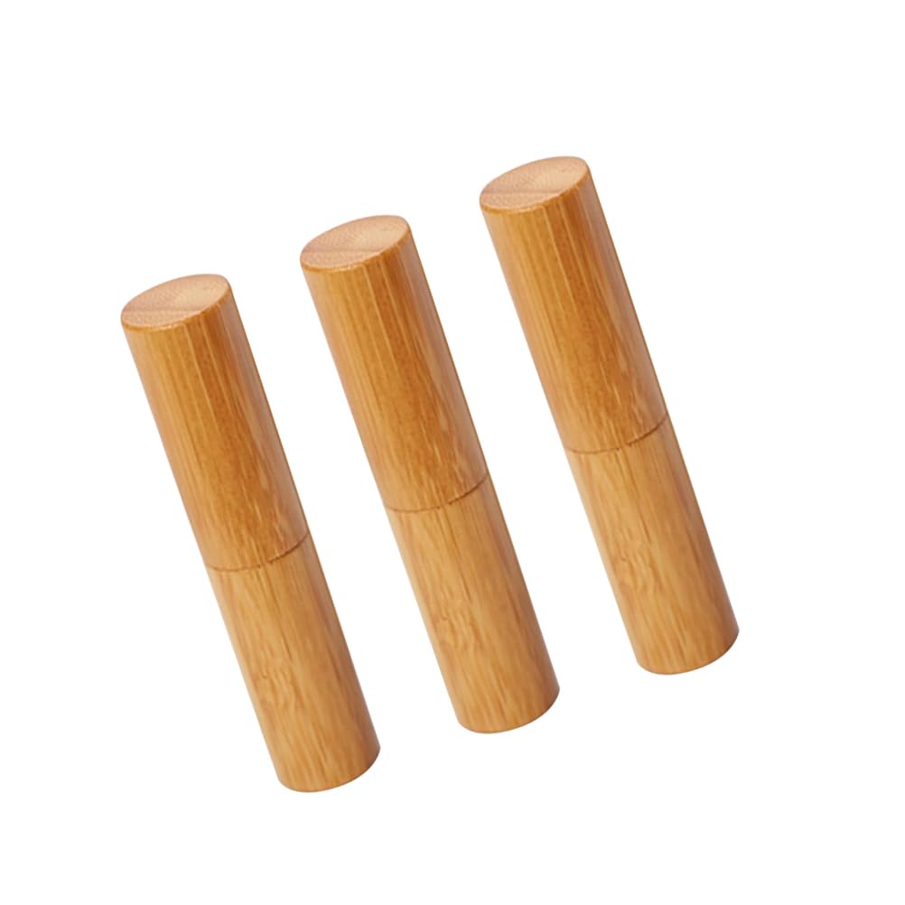 Garneck 2sets Diy Homemade Lipstick Tube Bamboo Jar (12.1mm) Unique and Classic Design Push Wheel Mechanism for Travel/work/daily Use 3pcs*2