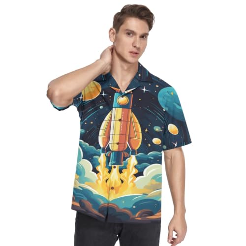 Chemise hawaïenne orange fusée homme pour look plage décontracté