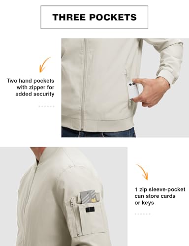 Image of TBMPOY Men's Windproof Bomber Jackets Lightweight Track Jackets Windbreaker Outdoor Golf Fashion Coat