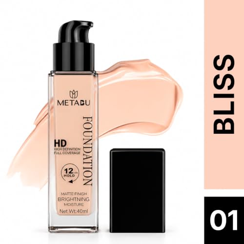 Image of HD Foundation Full Coverage | Long Lasting Waterproof Foundation with SPF 15 | Brightening & Moisturizing Formula | Suitable for all Skin Types - 01 - Bliss