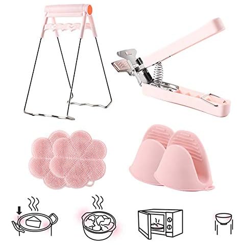 6Pcs Stainless Steel Bowl Dish Clip Gripper/Anti-Hot Pan Tongs/Silicone Oven Mitts/Silicone Pot Holder, Resistant Anti-scalding Clips Kitchen Accessions Set Cover