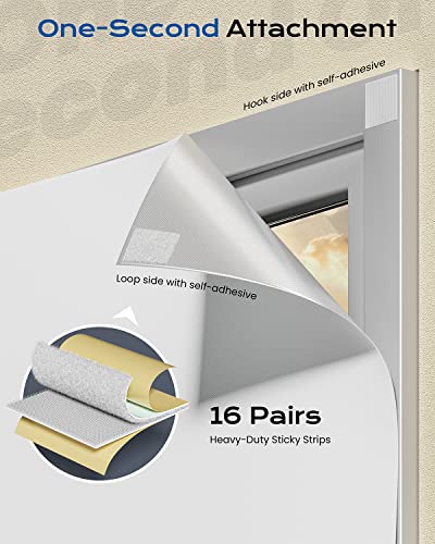 Otuoer 100% Portable Blackout Curtains,Blackout Blinds For Windows 65" X 57",Travel Blackout Shades Strong Self Adhesive And Hook & Loop Tabs Stick On,For Bedroom,Baby Nursery,Travel Use White #TOP1