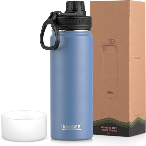 Image of koodee 26 oz Water Bottle Stainless Steel Double Wall Vacuum Insulated Wide Mouth Water Bottle, Metal Sports Bottle with Leakproof Spout Lid (Royal Blue)