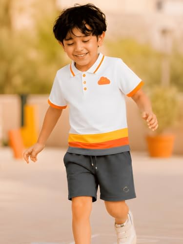 Image of Pilolo Kids Soft Cotton Terry Lycra Adjustable Drawstring Pocket Shorts for Boys