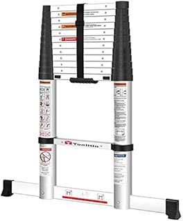 TOOLITIN Telescopic Ladder 3.8M/12.5ft Aluminium Loft Ladder Extendable Telescopic Ladders Portable Extension Ladder Multi-Purpose Collapsible Ladders for Household or RV Work 330lb/150kg Capacity