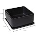 MyGift Modern Black Ceramic Square Indoor Small Planter, Flower Succulent Plant Pot with Drainage Hole and Removable Drip Tray
