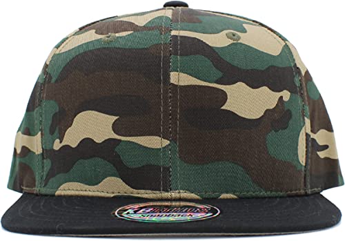 Image of KBETHOS Classic Snapback Hat Blank Cap Underbrim Cotton Wool Blend Flat Visor Adjustable Unisex