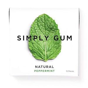Simply Gum | Natuurlijke kauwgom | Pepermunt | Pak van zes (90 stuks totaal) | Plantaardig + aspartaamvrij + niet-ggo